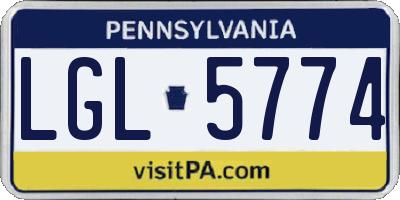 PA license plate LGL5774