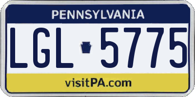 PA license plate LGL5775