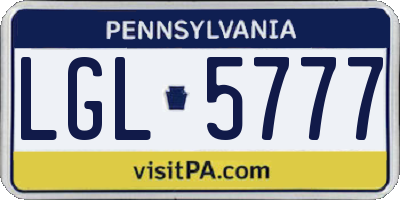 PA license plate LGL5777
