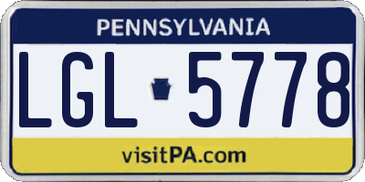 PA license plate LGL5778