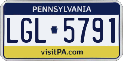 PA license plate LGL5791