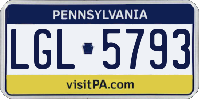 PA license plate LGL5793