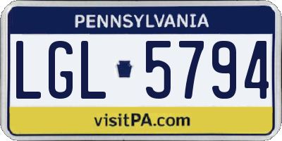 PA license plate LGL5794