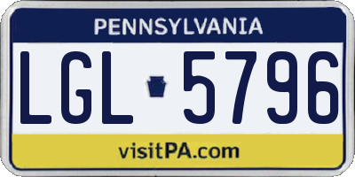 PA license plate LGL5796