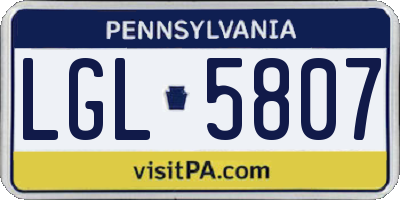 PA license plate LGL5807