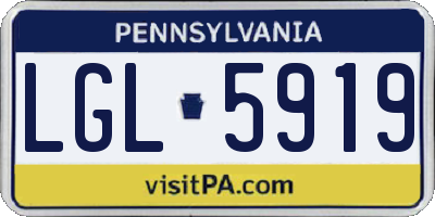 PA license plate LGL5919