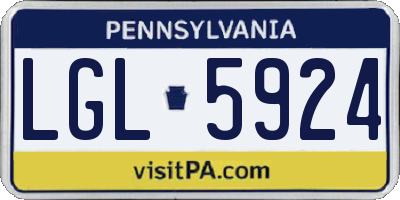 PA license plate LGL5924