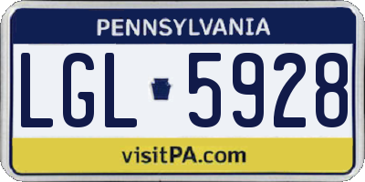 PA license plate LGL5928