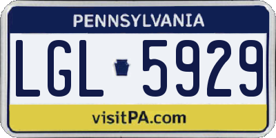 PA license plate LGL5929