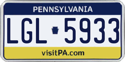 PA license plate LGL5933
