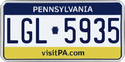 PA license plate LGL5935