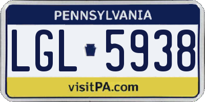 PA license plate LGL5938