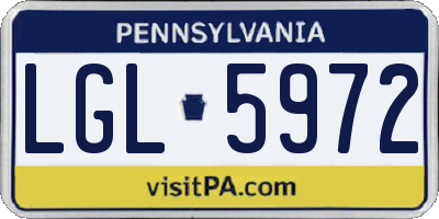 PA license plate LGL5972