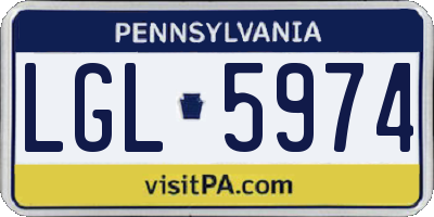 PA license plate LGL5974