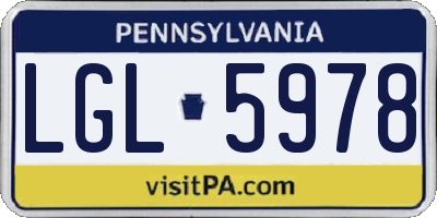 PA license plate LGL5978
