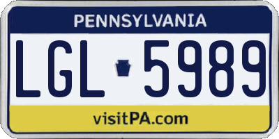 PA license plate LGL5989