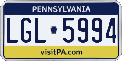 PA license plate LGL5994
