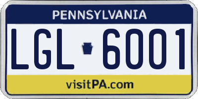 PA license plate LGL6001