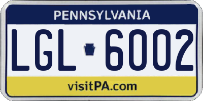PA license plate LGL6002