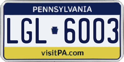 PA license plate LGL6003