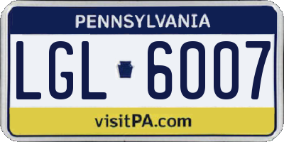 PA license plate LGL6007