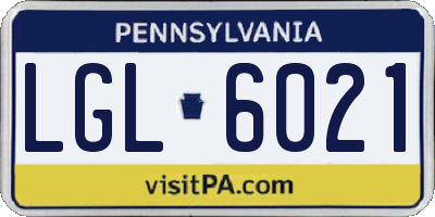 PA license plate LGL6021