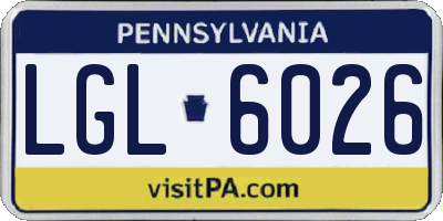 PA license plate LGL6026