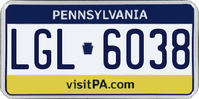 PA license plate LGL6038