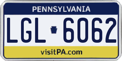 PA license plate LGL6062