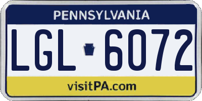 PA license plate LGL6072