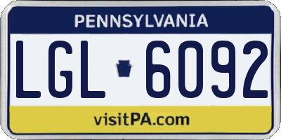 PA license plate LGL6092