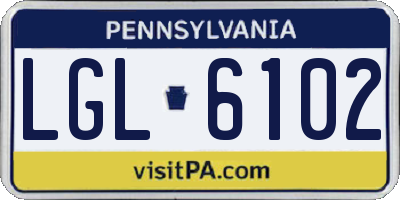 PA license plate LGL6102