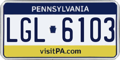 PA license plate LGL6103