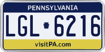 PA license plate LGL6216