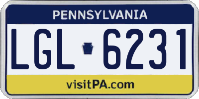 PA license plate LGL6231