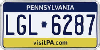 PA license plate LGL6287