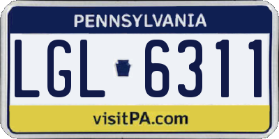 PA license plate LGL6311