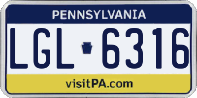 PA license plate LGL6316