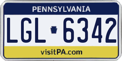 PA license plate LGL6342