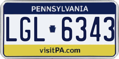 PA license plate LGL6343
