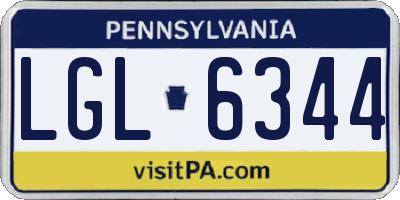 PA license plate LGL6344