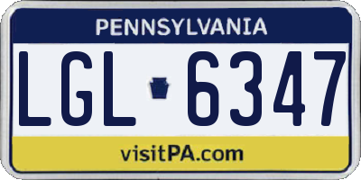 PA license plate LGL6347