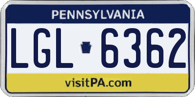PA license plate LGL6362