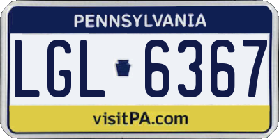 PA license plate LGL6367