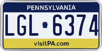 PA license plate LGL6374