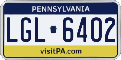 PA license plate LGL6402