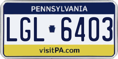 PA license plate LGL6403