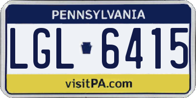 PA license plate LGL6415