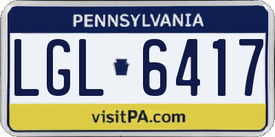 PA license plate LGL6417