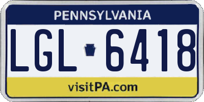 PA license plate LGL6418